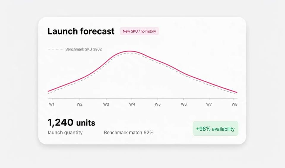 VOIDS launch forecast for a new SKU drawn from a matched benchmark SKU curve